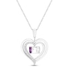 Thumbnail Image 4 of White Lab-Created Sapphire & Amethyst Reversible Heart Necklace Sterling Silver 18&quot;