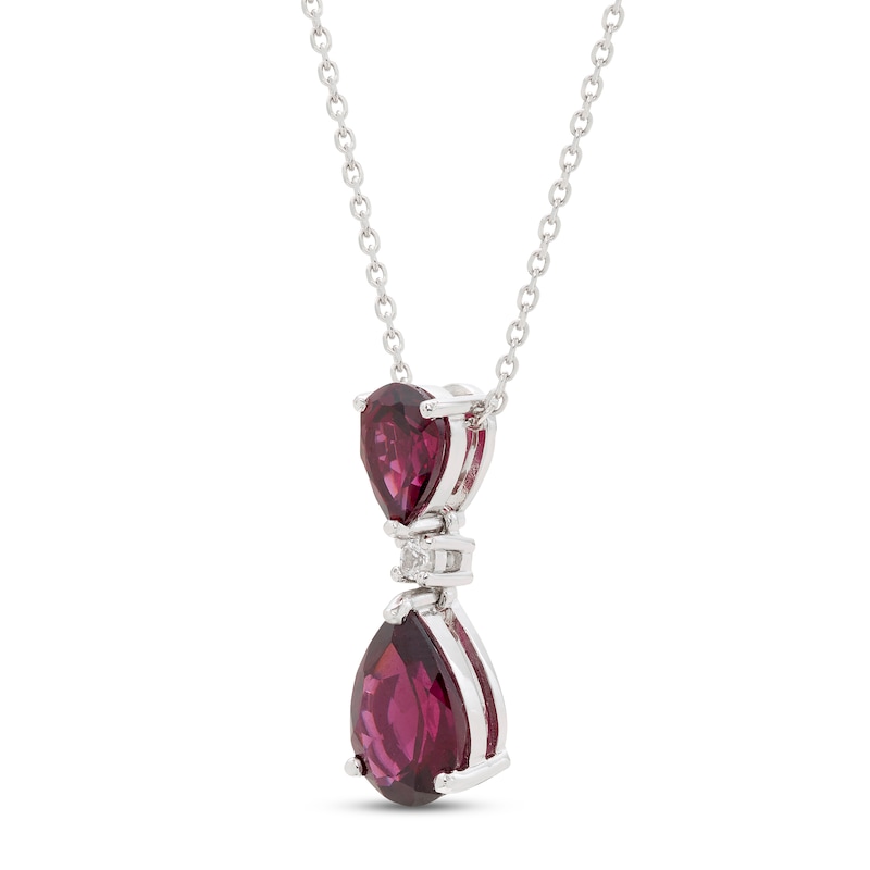Main Image 2 of Rhodolite Garnet & White Lab-Created Sapphire Necklace Sterling Silver 18&quot;