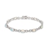 Thumbnail Image 1 of Opal & Diamond Link Bracelet 1/4 ct tw Round-cut Sterling Silver 7.25&quot;