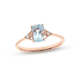 Aquamarine & Diamond Ring 10K Rose Gold