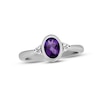 Amethyst & White Lab-Created Sapphire Bezel Ring Sterling Silver