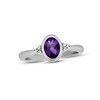 Thumbnail Image 0 of Amethyst & White Lab-Created Sapphire Bezel Ring Sterling Silver