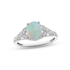 Opal & Diamond Ring 1/8 ct tw Round-cut 10K White Gold