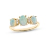 Thumbnail Image 1 of Opal & Diamond Three-Stone Ring Round-cut 10K Yellow Gold