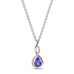 Tanzanite & Diamond Necklace 1/20 ct tw Round-cut 10K Two-Tone Gold 18"
