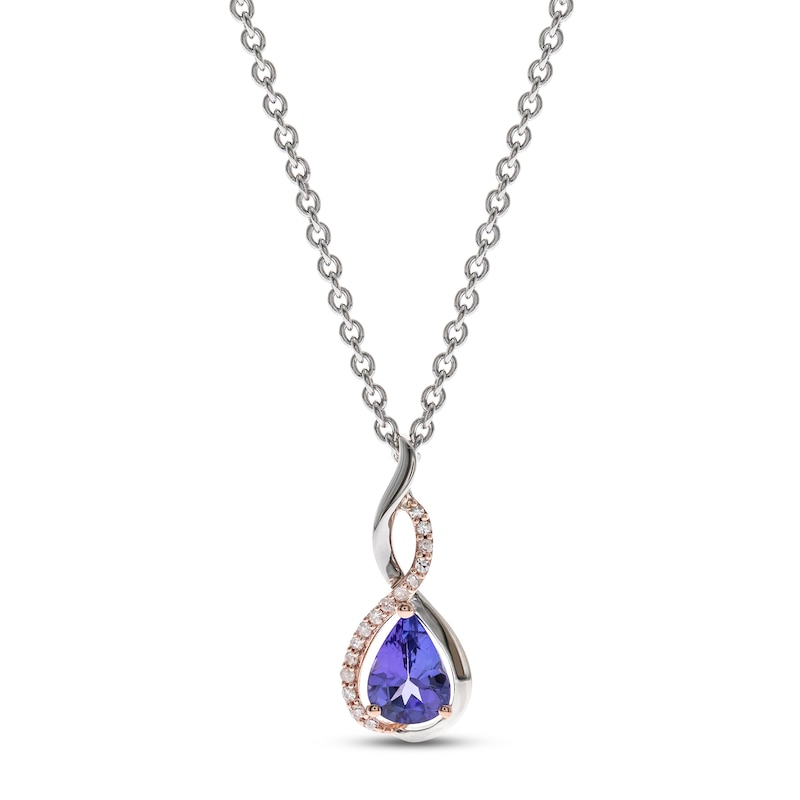 Main Image 1 of Tanzanite & Diamond Necklace 1/20 ct tw Round-cut 10K Two-Tone Gold 18&quot;
