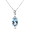 Aquamarine & Diamond Necklace 1/20 ct tw Round-cut Sterling Silver 18"