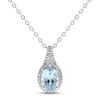 Thumbnail Image 1 of Aquamarine & Diamond Necklace 1/8 ct tw Round-cut Sterling Silver 18&quot;