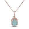 Opal & Diamond Necklace 1/8  ct tw Round-cut 10K Rose Gold 18"