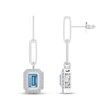 Thumbnail Image 1 of Swiss Blue Topaz & White Lab-Created Sapphire Paperclip Dangle Earrings Sterling Silver