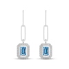 Thumbnail Image 1 of Swiss Blue Topaz & White Lab-Created Sapphire Paperclip Dangle Earrings Sterling Silver