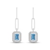 Thumbnail Image 2 of Swiss Blue Topaz & White Lab-Created Sapphire Paperclip Dangle Earrings Sterling Silver