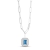 Thumbnail Image 1 of Swiss Blue Topaz & White Lab-Created Sapphire Paperclip Necklace Sterling Silver 18&quot;