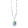 Thumbnail Image 2 of Swiss Blue Topaz & White Lab-Created Sapphire Paperclip Necklace Sterling Silver 18&quot;