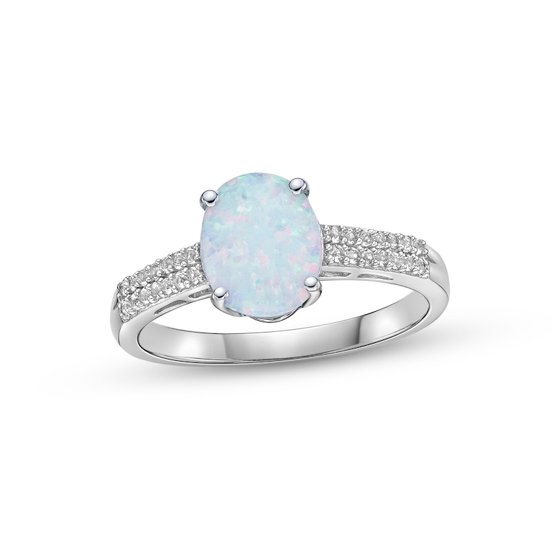 Lab-Created Opal & White Lab-Created Sapphire Ring Sterling Silver | Kay