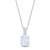 Thumbnail Image 1 of Lab-Created Opal & White Lab-Created Sapphire Necklace Sterling Silver 18&quot;
