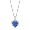 Thumbnail Image 0 of Black Lab-Created Opal & White Lab-Created Sapphire Heart Necklace Sterling Silver 18"
