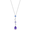 Thumbnail Image 0 of Vibrant Shades Amethyst, Tanzanite & White Lab-Created Sapphire Drop Necklace Sterling Silver 18"
