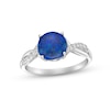 Black Lab-Created Opal & White Lab-Created Sapphire Ring Sterling Silver