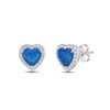 Thumbnail Image 0 of Black Lab-Created Opal & White Lab-Created Sapphire Heart Stud Earrings Sterling Silver
