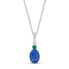 Black Lab-Created Opal, Lab-Created Emerald & White Lab-Created Sapphire Necklace Sterling Silver 18"