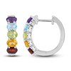 Thumbnail Image 1 of Multi-Stone Rainbow Huggie Hoop Earrings Sterling Silver
