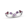 Thumbnail Image 1 of Pink Quartz, Amethyst & Rhodolite Garnet Chevron Ring Sterling Silver