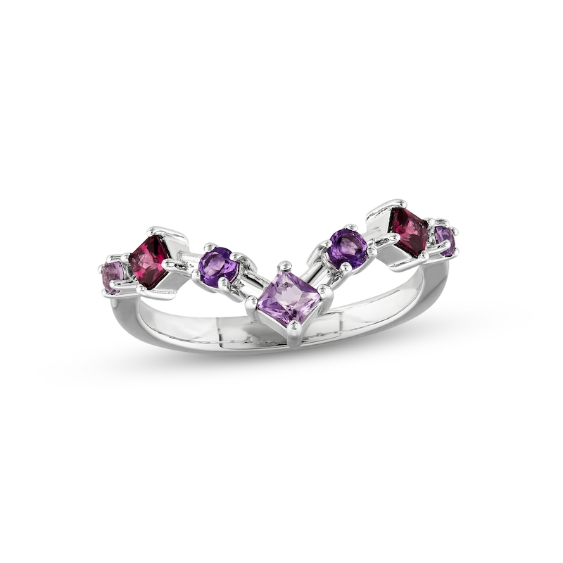 Sterling Silver Pink Quartz Amethyst & Rhodolite Garnet Ring Sterling Silver Pink Quartz Amethyst & Rhodolite Garnet Ring