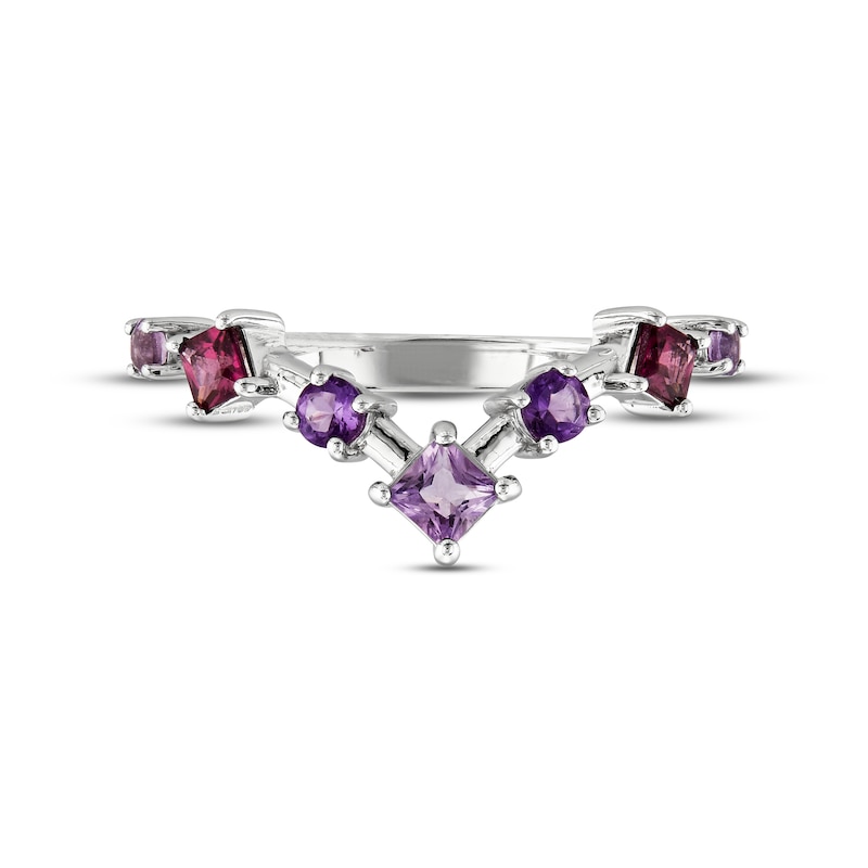 Sterling Silver Pink Quartz Amethyst & Rhodolite Garnet Ring Sterling Silver Pink Quartz Amethyst & Rhodolite Garnet Ring