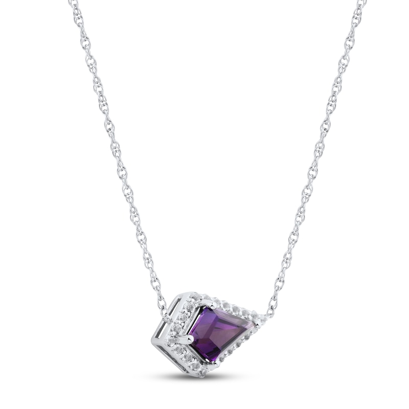 Main Image 2 of Amethyst & White Lab-Created Sapphire Necklace Sterling Silver 18"