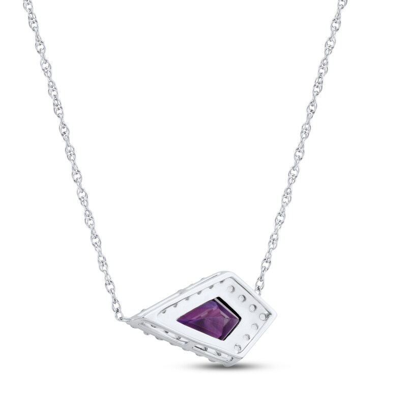 Main Image 3 of Amethyst & White Lab-Created Sapphire Necklace Sterling Silver 18"