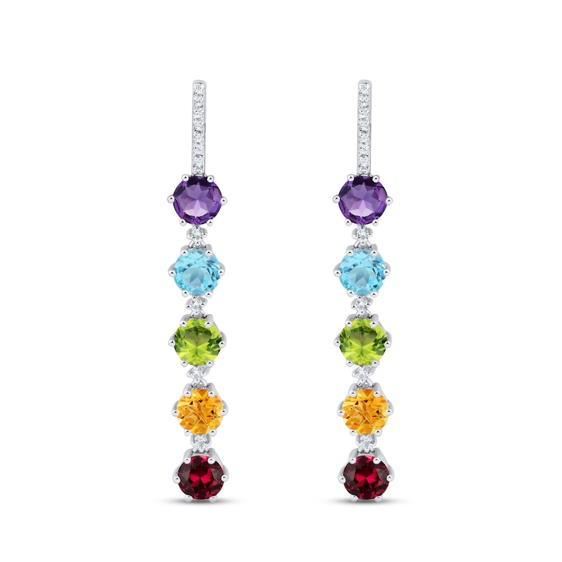 Main Image 2 of Multi-Stone Rainbow Drop Earrings Sterling Silver