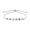 Thumbnail Image 1 of Pink Quartz, Amethyst & Rhodolite Garnet Bolo Bar Bolo Bracelet Sterling Silver 9.5&quot;