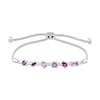 Thumbnail Image 0 of Pink Quartz, Amethyst & Rhodolite Garnet Bolo Bar Bolo Bracelet Sterling Silver 9.5"