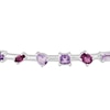 Thumbnail Image 2 of Pink Quartz, Amethyst & Rhodolite Garnet Bolo Bar Bolo Bracelet Sterling Silver 9.5&quot;