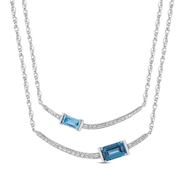 Swiss & London Blue Topaz Necklace Boxed Set Sterling Silver