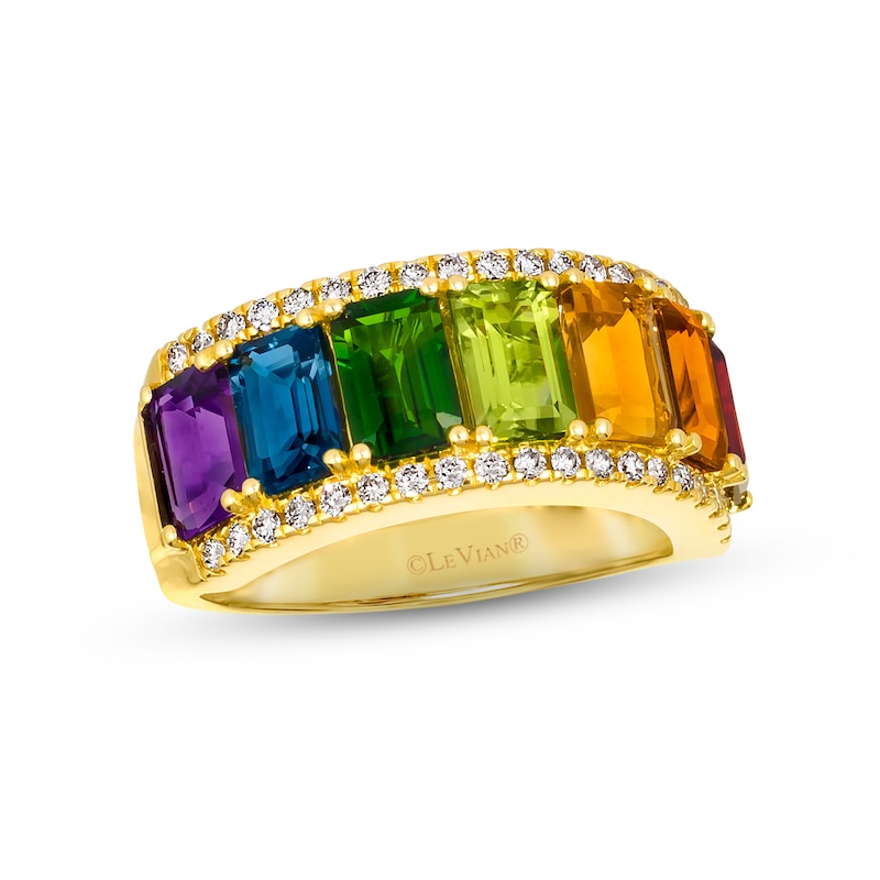 Main Image 1 of Le Vian Creme Brulee Multi-Gemstone Ring 1/3 ct tw Diamonds 14K Honey Gold