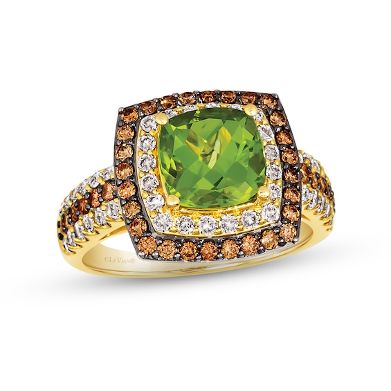 Le Vian Peridot Ring 1 ct tw Diamonds 14K Honey Gold