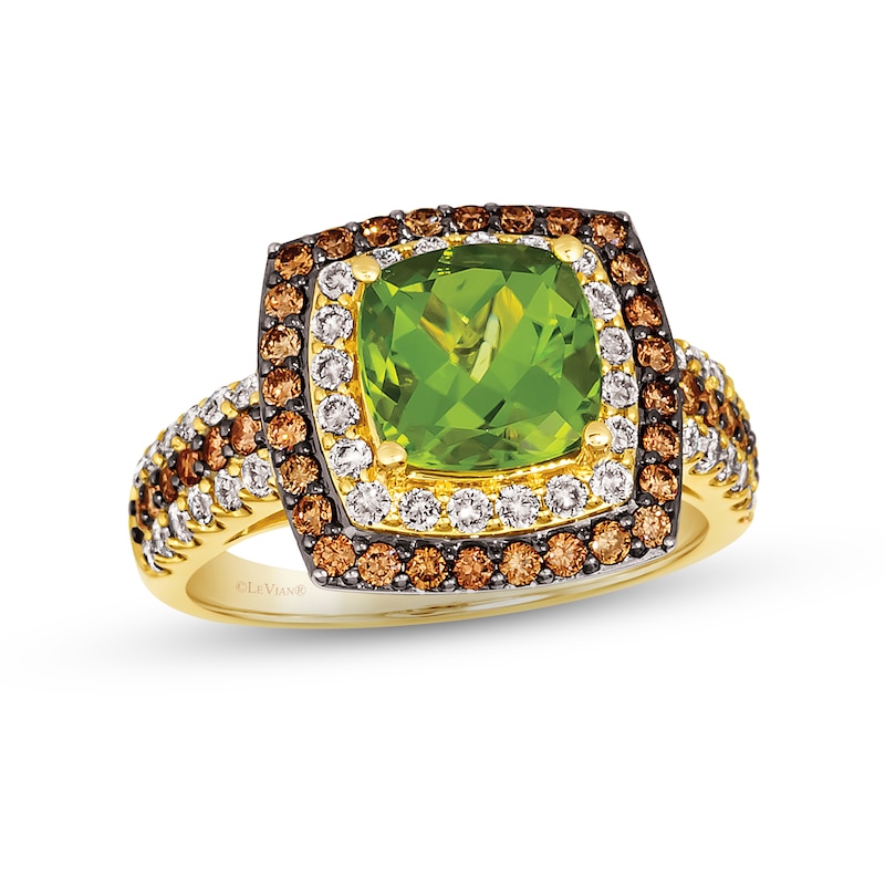 Main Image 1 of Le Vian Peridot Ring 1 ct tw Diamonds 14K Honey Gold
