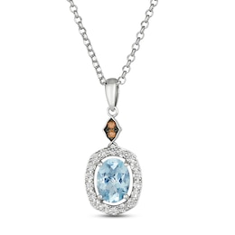 Le Vian Chocolatier Aquamarine Necklace 1/5 ct tw Diamonds 14K Vanilla Gold 19"