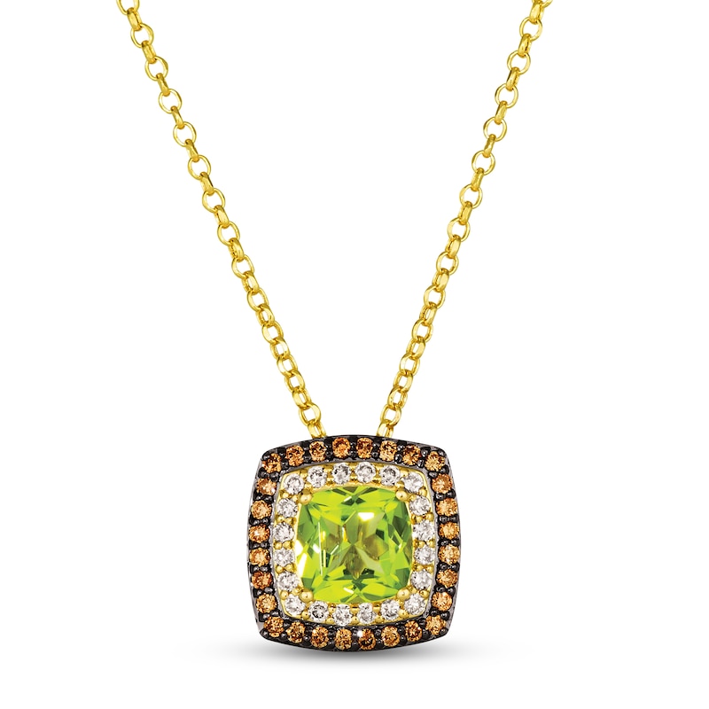 Le Vian Peridot Necklace 1/2 ct tw Diamonds 14K Honey Gold 19"