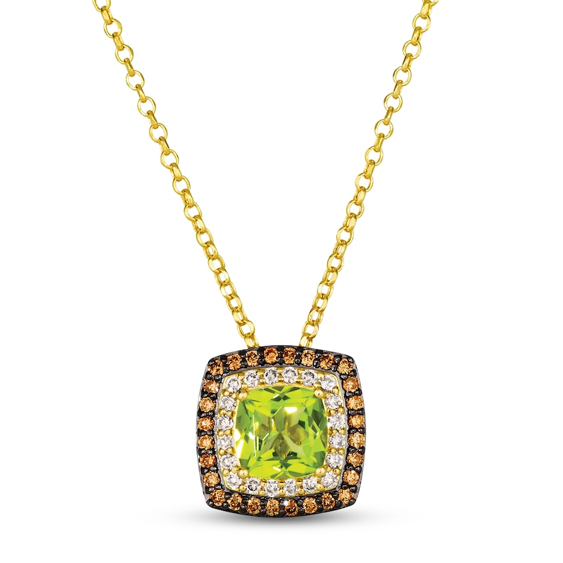 Main Image 1 of Le Vian Peridot Necklace 1/2 ct tw Diamonds 14K Honey Gold 19&quot;