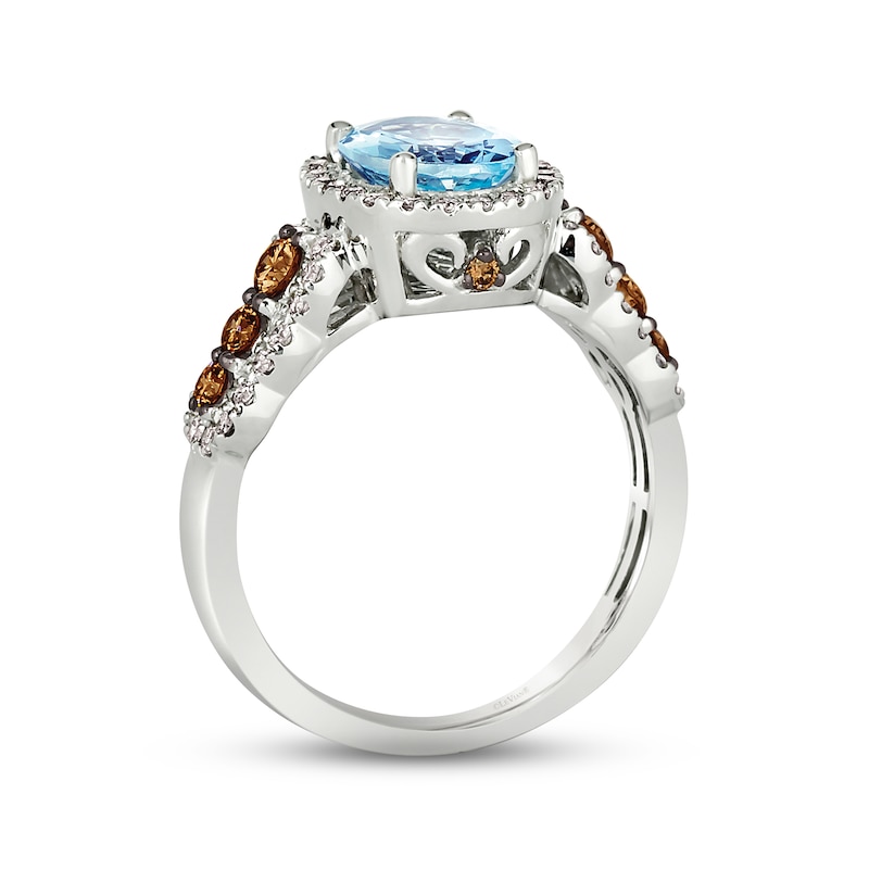 Main Image 2 of Le Vian Creme Brulee Chocolate Waterfall Aquamarine Ring 3/4 ct tw Diamonds 14K Vanilla Gold