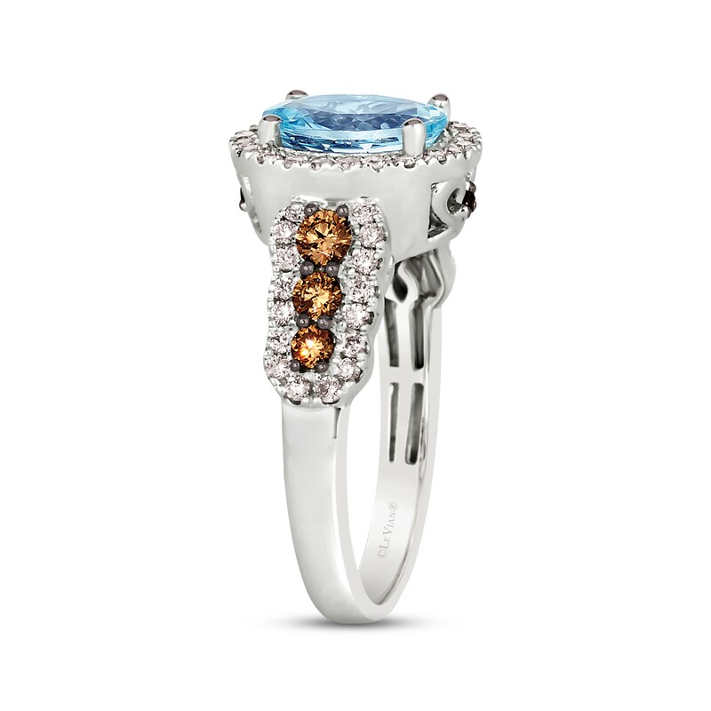 Main Image 3 of Le Vian Creme Brulee Chocolate Waterfall Aquamarine Ring 3/4 ct tw Diamonds 14K Vanilla Gold