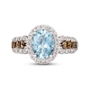 Thumbnail Image 4 of Le Vian Creme Brulee Chocolate Waterfall Aquamarine Ring 3/4 ct tw Diamonds 14K Vanilla Gold