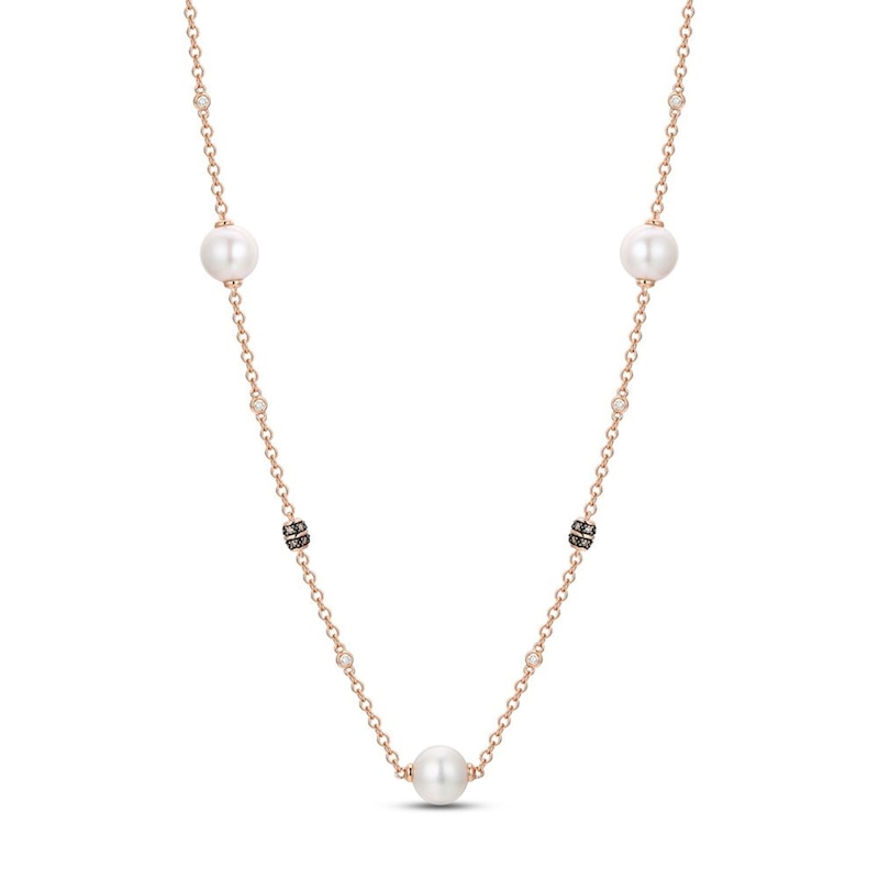 Main Image 1 of Le Vian Cultured Pearl Necklace 1/4 ct tw Diamonds 14K Strawberry Gold 19&quot;