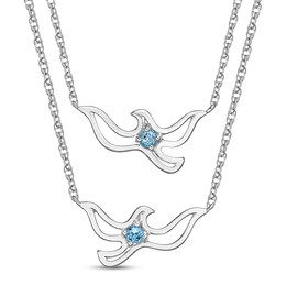 Swiss Blue Topaz Bird Necklace Gift Set Sterling Silver