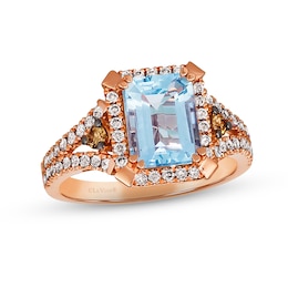 Le Vian Creme Brulee Aquamarine Ring 5/8 ct tw Diamonds 14K Strawberry Gold