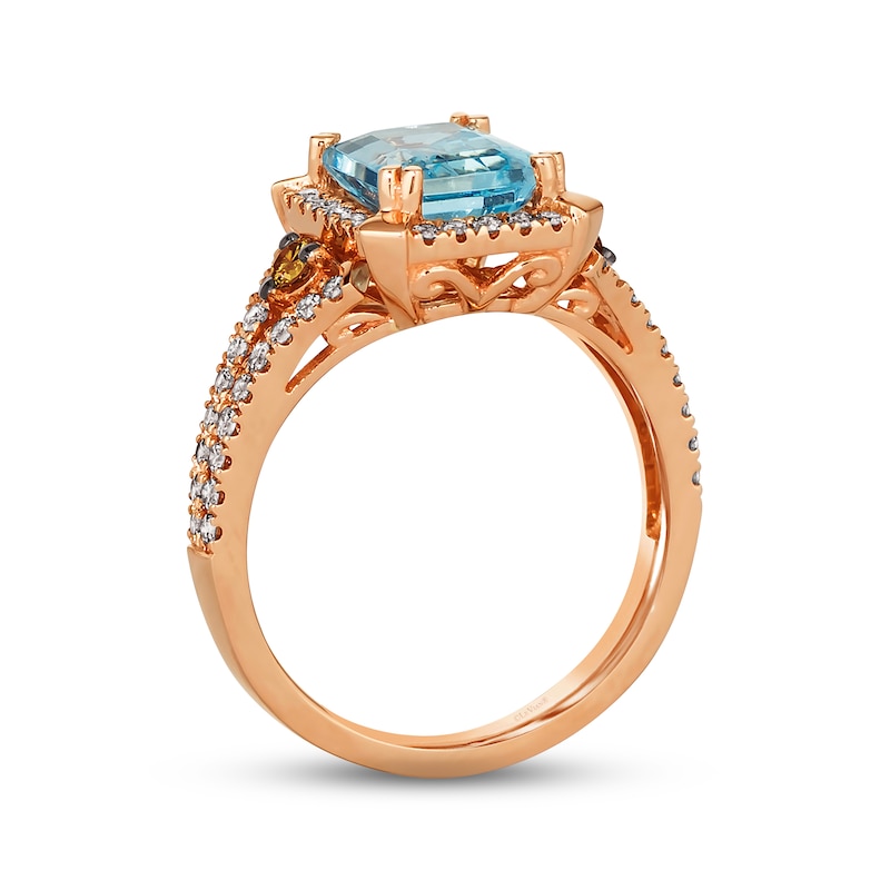 Main Image 2 of Le Vian Creme Brulee Aquamarine Ring 5/8 ct tw Diamonds 14K Strawberry Gold