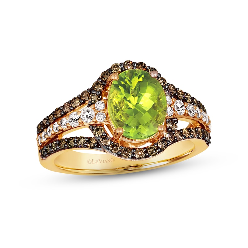 Main Image 1 of Le Vian Creme Brulee Peridot Ring 3/4 ct tw Diamonds 14K Honey Gold